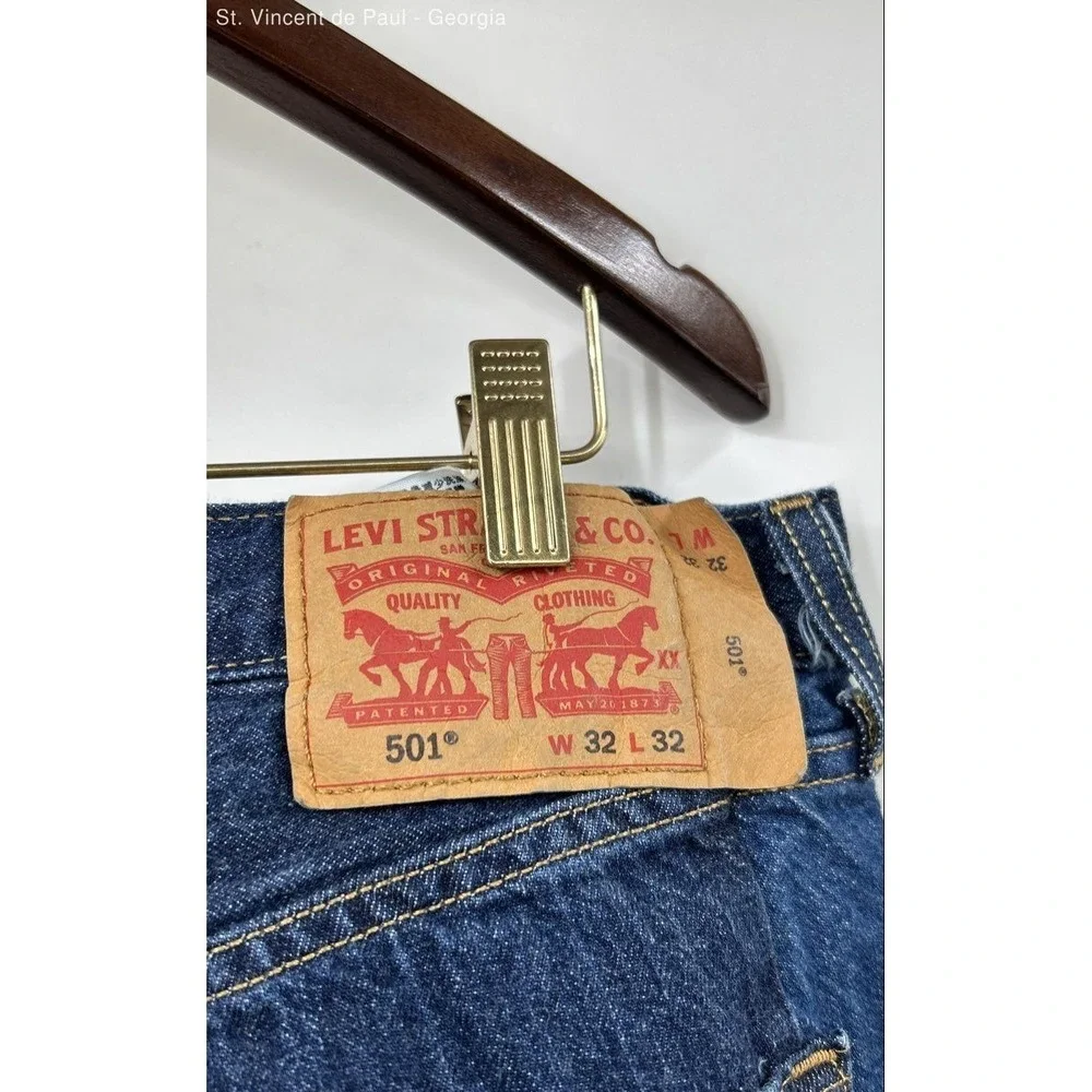 Levi's 501 Button Fly Jeans Men's 32x32 Blue Dark Wash